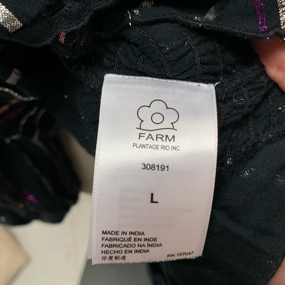 Farm Rio Lurex Stripes Mini Dress size L metallic thread festive - Picture 12 of 16